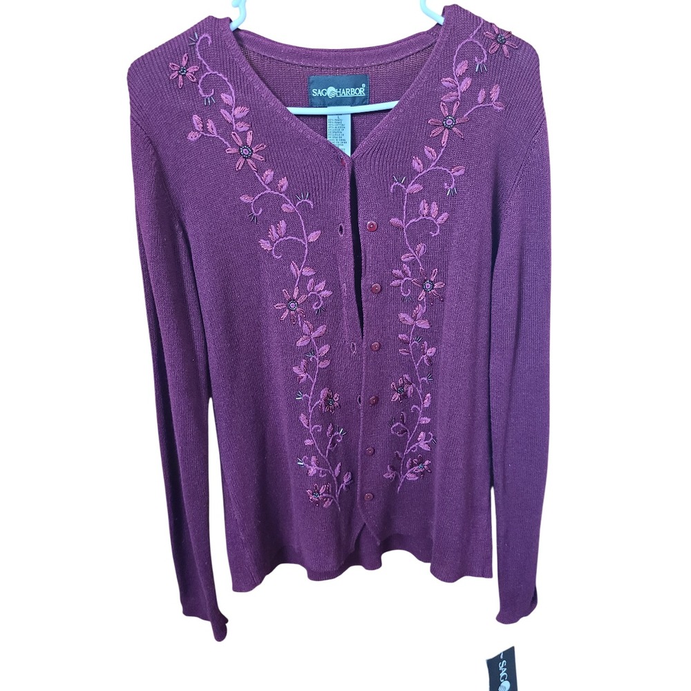 NWT Sag Harbor Size Large Button Up Color Raisin - Picture 3 of 5